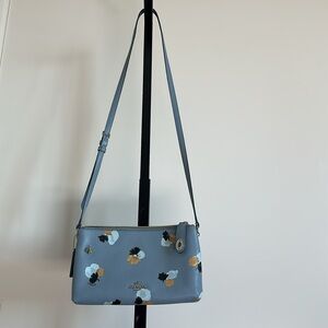 Floral leather coach crossbody bag